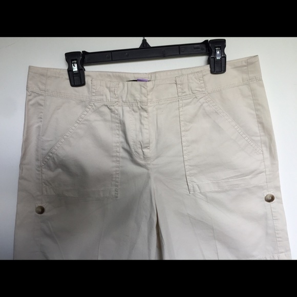 Ann Taylor Adjustable Utility Shorts Khaki Sz 6 - Picture 2 of 7